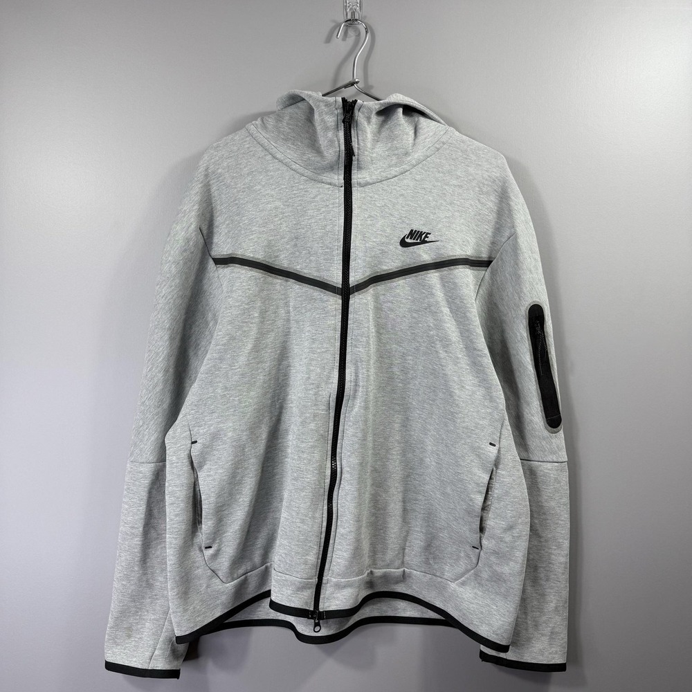 Nike Tech Windrunner Fleece Hoodie Mens XL Gray Full Zip Sweatshirt